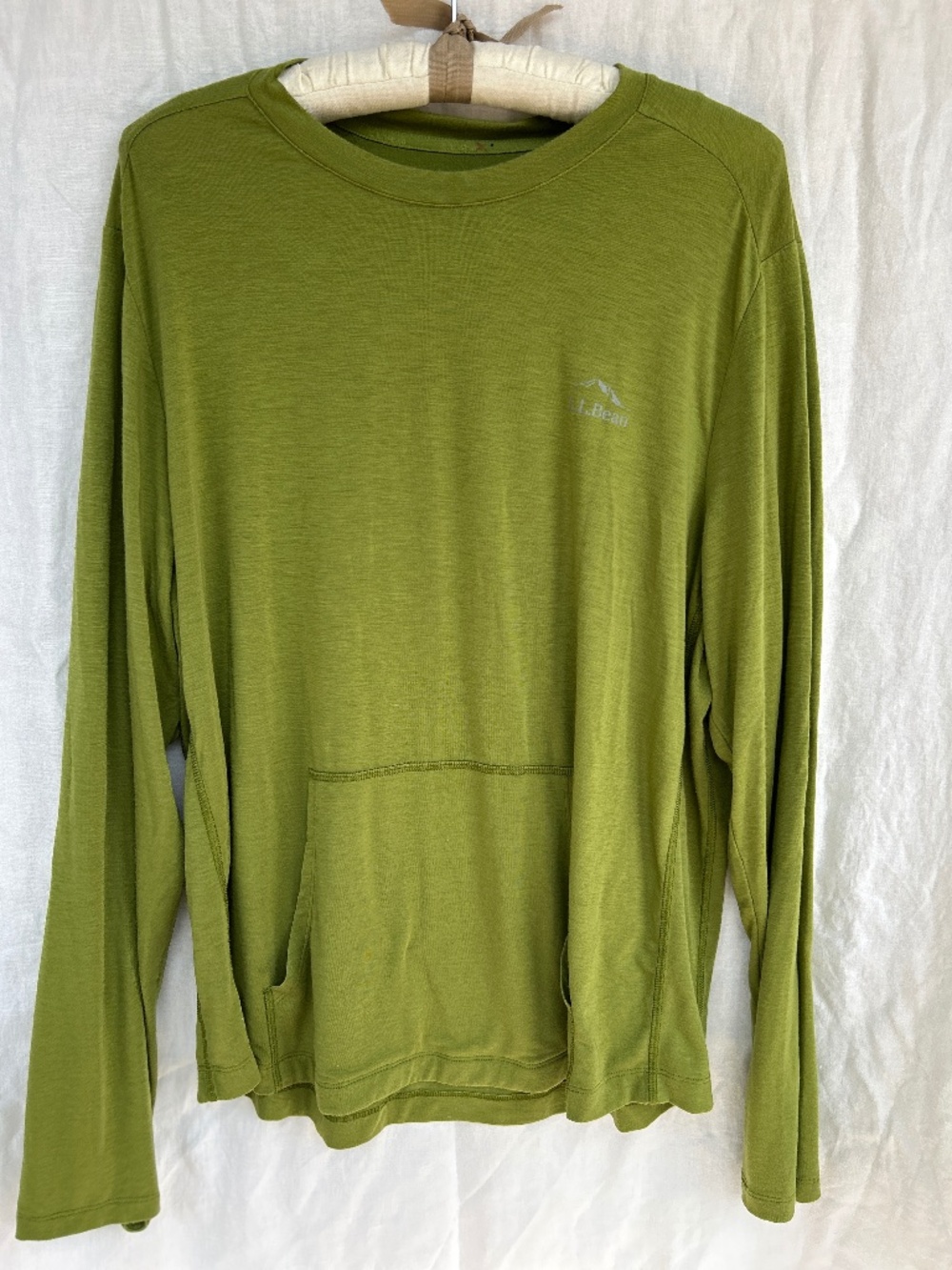 Men's LL Bean Men's Tropicwear Comfort Crew, Long-Sleeve - Fern/Green - Large
